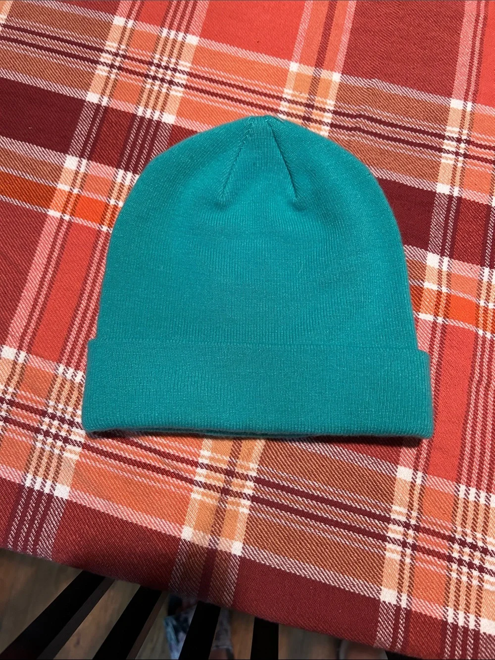 The North Face Teal Kids Knit Beanie with Geometric Heart Patch
